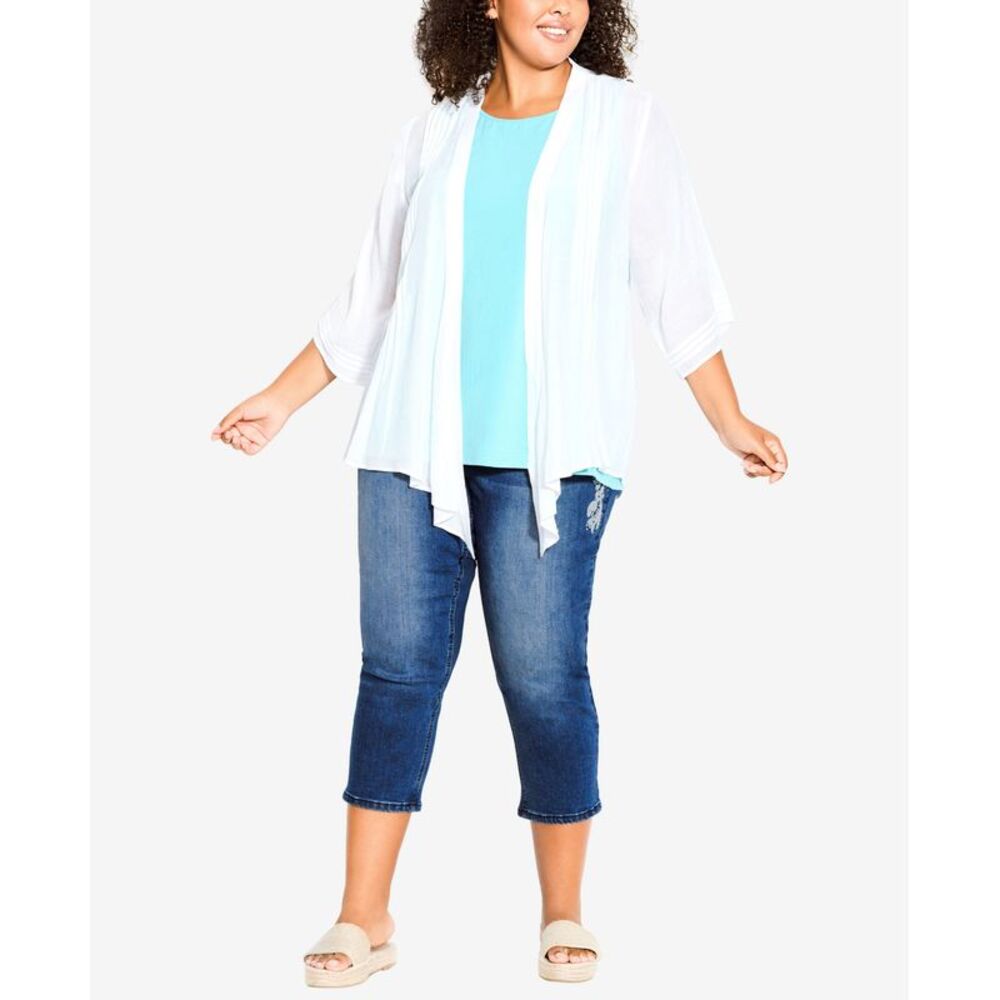 Plus Size Embroidered Denim Crop Jeans